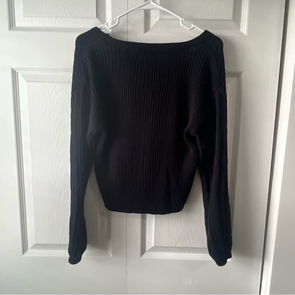 Free People When It Rains V Neck Sweater Black Size XS - Picture 5 of 5